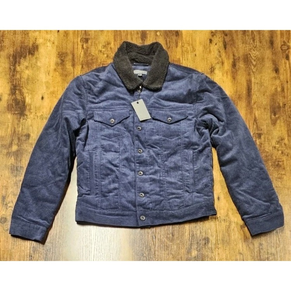 John Varvatos Sawyer Corduroy Sherpa Fleece Lined Trucker Jacket Men's 46 Blue